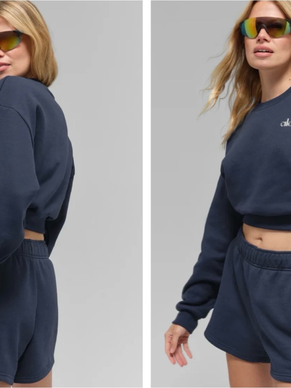 ALO Yoga Navy Cropped Crew Sweatshirt - Picture 5 of 6